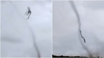 Tornado cria figura 'fantasmagórica', e imagem chama atenção no interior do Ceará