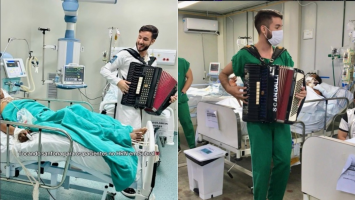 Médico sanfoneiro: universitário toca para confortar pacientes internados no Ceará