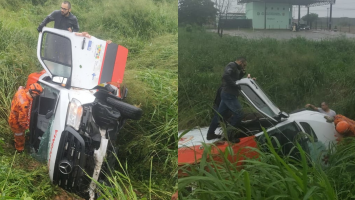 Ambulância do Samu se envolve em acidente na Grande Fortaleza e uma enfermeira fica ferida