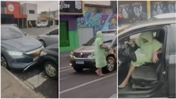 Mulher é presa após bater carro contra outros seis veículos e fugir pela contramão em Fortaleza