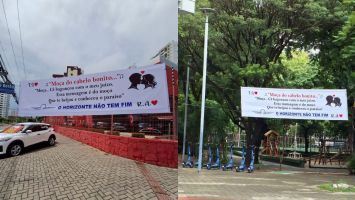 Faixas de 'amor' misteriosas chamam a atenção de moradores e comerciantes do bairro Cocó, em Fortaleza