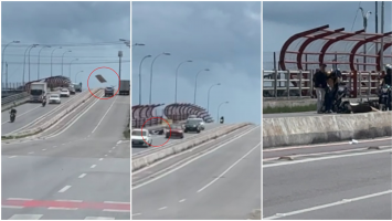 Vídeo: Motociclista é derrubado de moto por papelão que voou de caminhonete