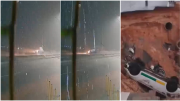 'Fiquei pendurado pelo cinto', diz passageiro de carro que caiu em cratera após pista ceder em Aquiraz