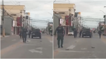 Motorista dorme ao volante, acorda durante abordagem e invade calçada de comércio; veja vídeo